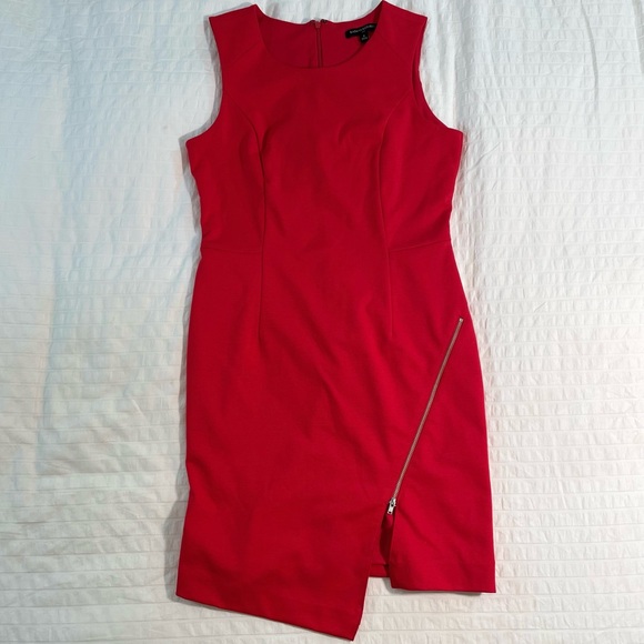 NWT Banana Republic Red Sheath Dress Assymetrical Hem - Picture 2 of 6